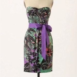 Anthropologie Edme & Esyllte Strapless Tropical Cocktail  Dress Size 0